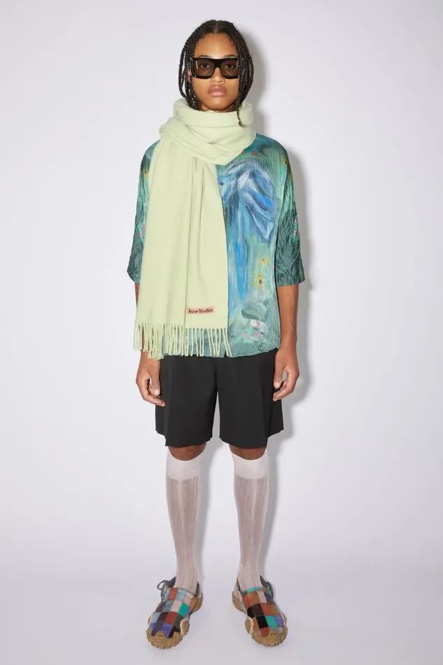 Women Fringe Wool Scarf 8211 Oversized Pale Green Acne Studios Scarves