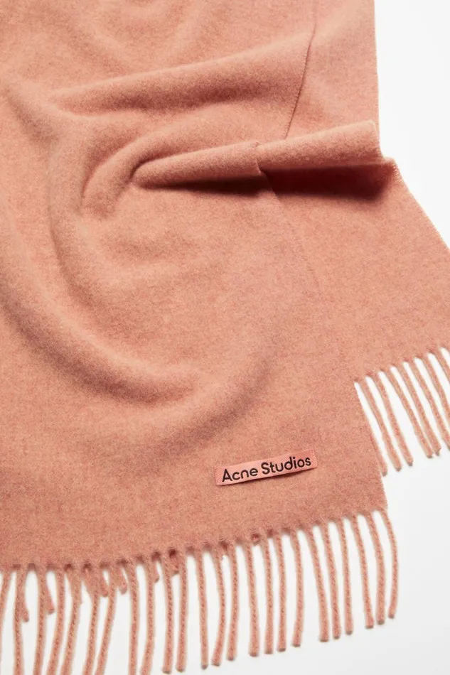 Women Fringe Wool Scarf Narrow Rose Melange Acne Studios Scarves