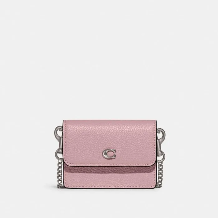 Women Half Flap Card Case Silverfaded Purple Coach Clutches