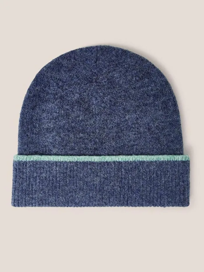 Women HATS White Stuff Sienna Knit Beanie Mid Blue Women HATS White Stuff Sienna Knit Beanie Mid Blue
