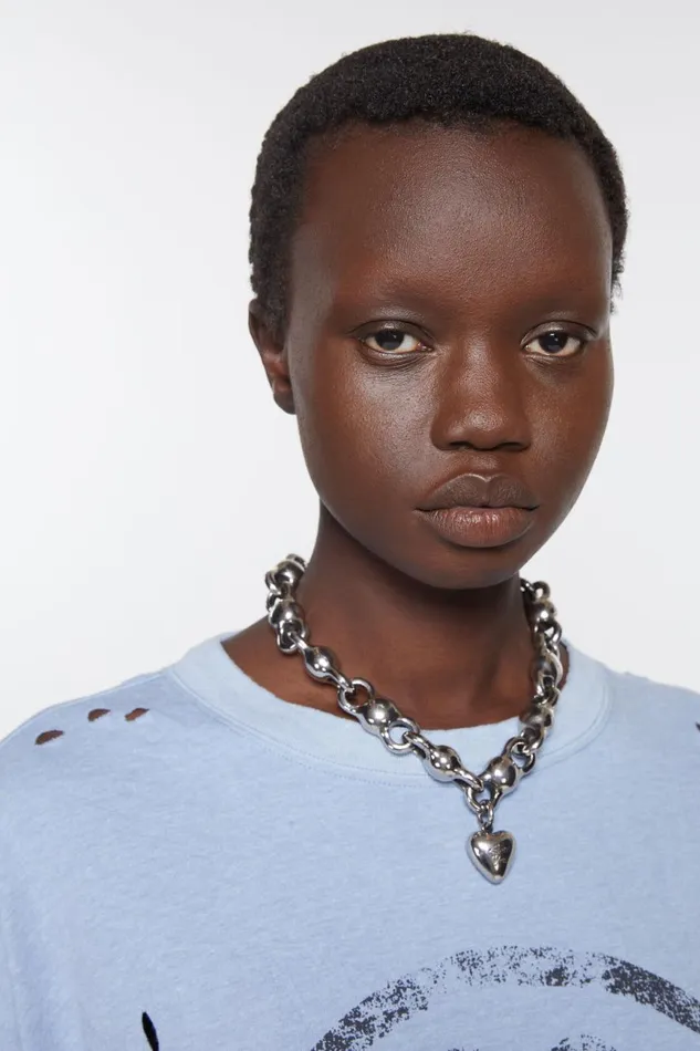Women Heart Charm Necklace Antique Silver Acne Studios Jewellery