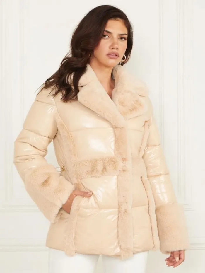 Women Jackets Marciano Bessie Puffer Coat Neutral Ivory