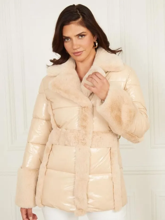 Women Jackets Marciano Bessie Puffer Coat Neutral Ivory