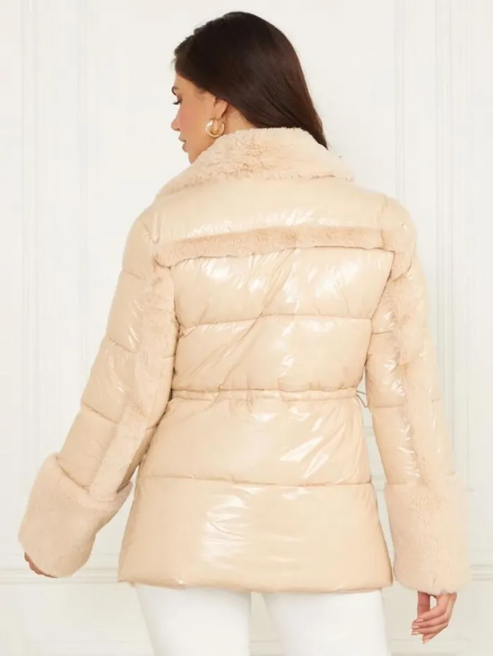 Women Jackets Marciano Bessie Puffer Coat Neutral Ivory