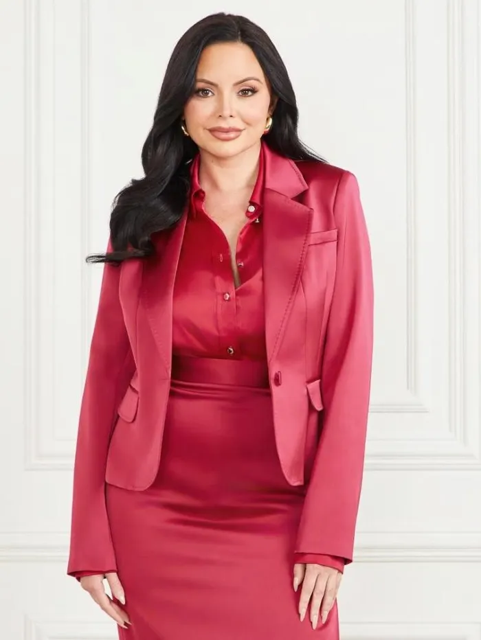 Women Jackets Marciano Corsage Solid Satin Blazer Viva Pink