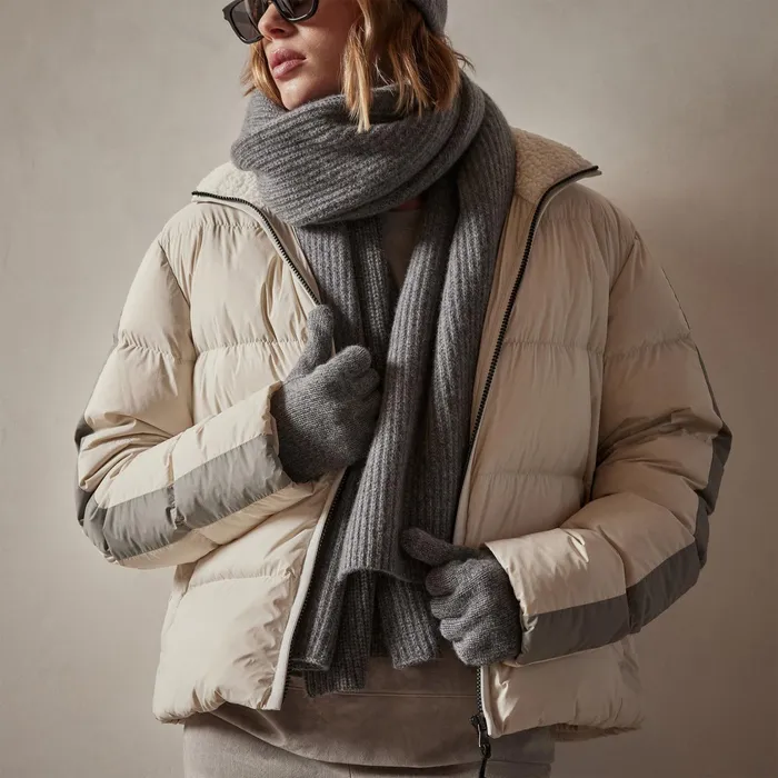 WOMEN James Perse ASPEN COLLECTION Side Stripe Puffer Jacket Cloudsilver