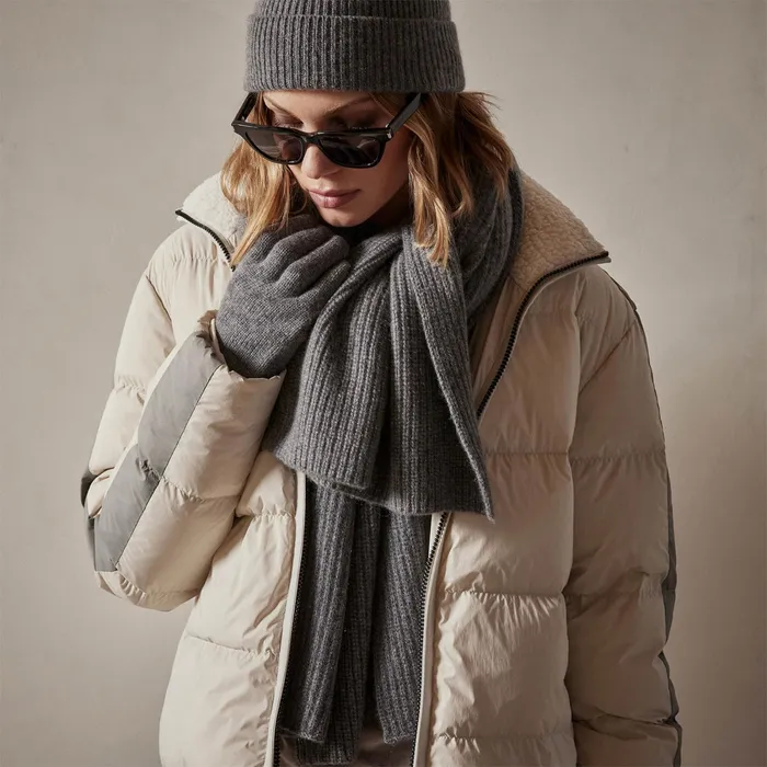 WOMEN James Perse ASPEN COLLECTION Side Stripe Puffer Jacket Cloudsilver
