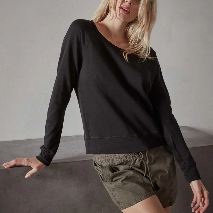 WOMEN James Perse CLASSICS Vintage French Terry Sweatshirt Black