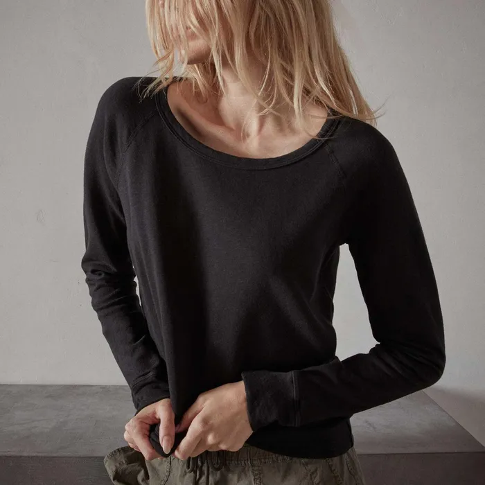 WOMEN James Perse CLASSICS Vintage French Terry Sweatshirt Black