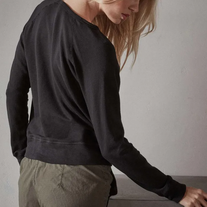 WOMEN James Perse CLASSICS Vintage French Terry Sweatshirt Black