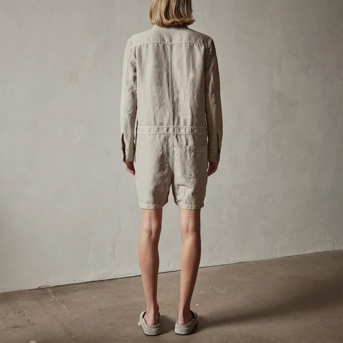 WOMEN James Perse DRESSESJUMPSUITS Linen Herringbone Romper Mineral Pigment