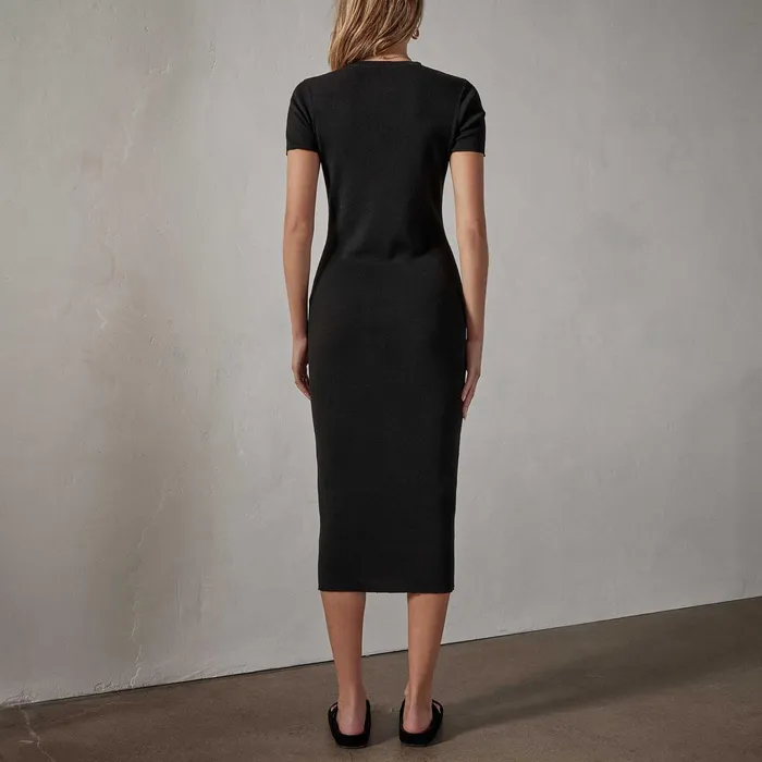 WOMEN James Perse DRESSESJUMPSUITS Split Front Knit Dress Black