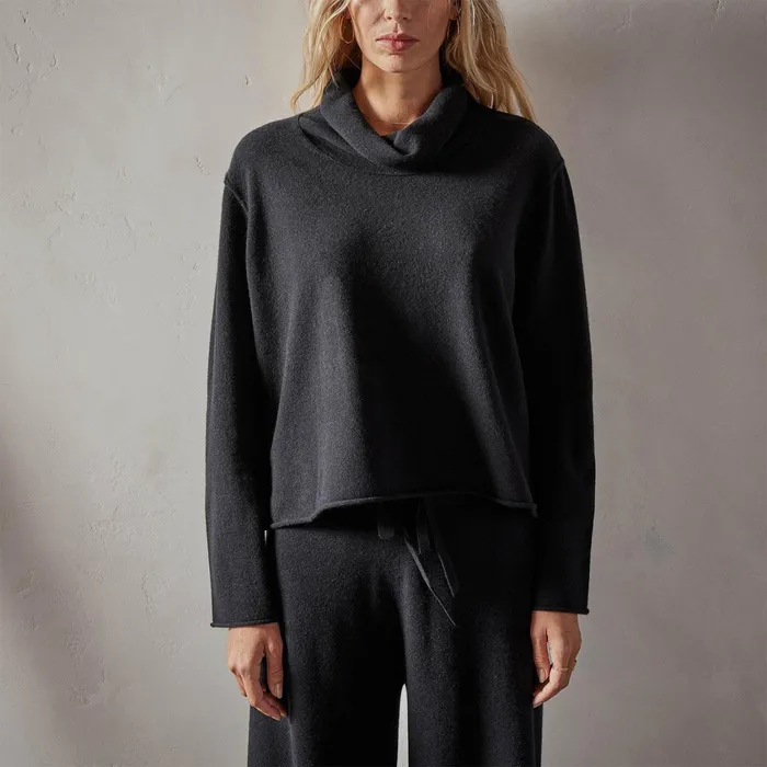 WOMEN James Perse GIFT SETS Women039s Cashmere Funnel Neck and Wide Leg Pant Gift Set Black