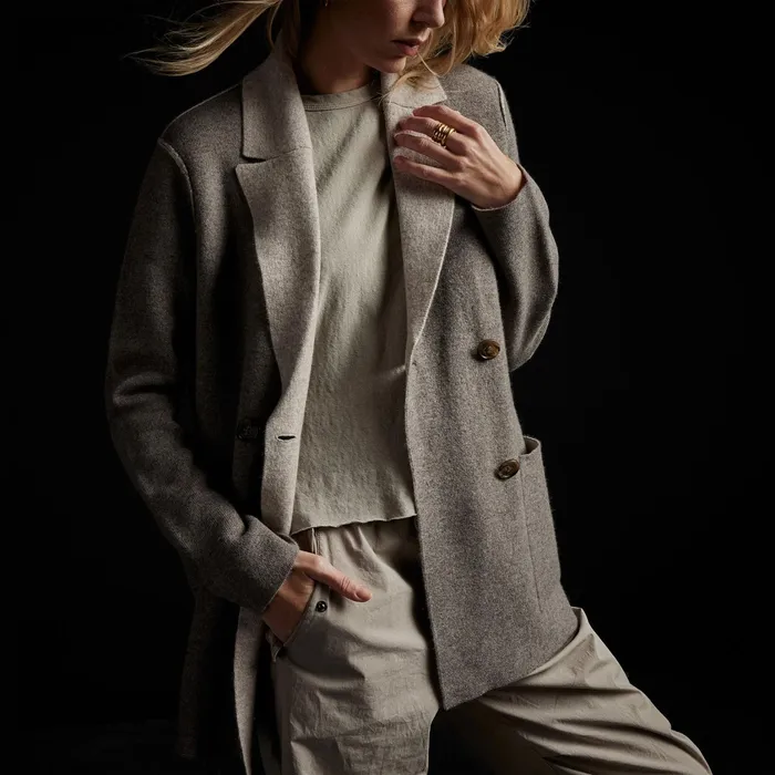WOMEN James Perse JACKETSOUTERWEAR Montecito Sweater Jacket Cementstone