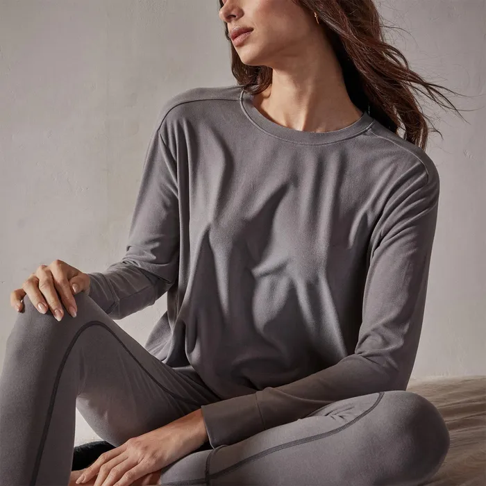 WOMEN James Perse LOUNGE Drop Shoulder Lounge Top Raccoon Grey