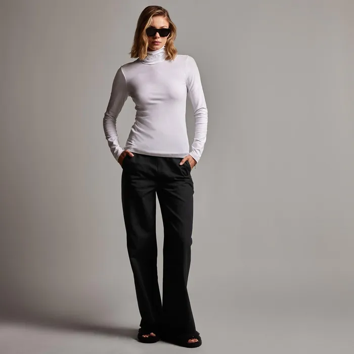 WOMEN James Perse NOVELTY TOPS Stretch Lotus Turtleneck White