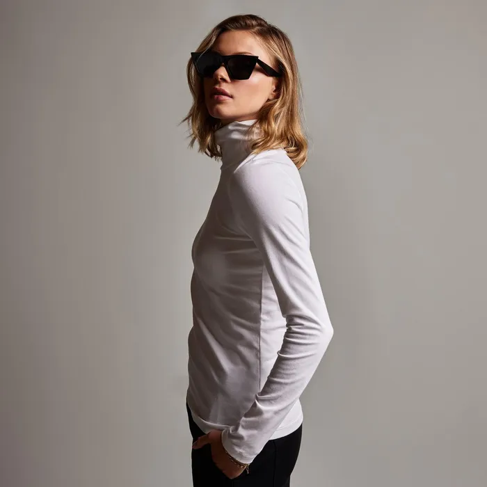 WOMEN James Perse NOVELTY TOPS Stretch Lotus Turtleneck White