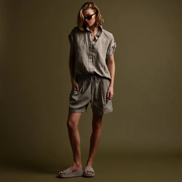 WOMEN James Perse SHORTS Canyon Linen Blend Short Silt Pigment