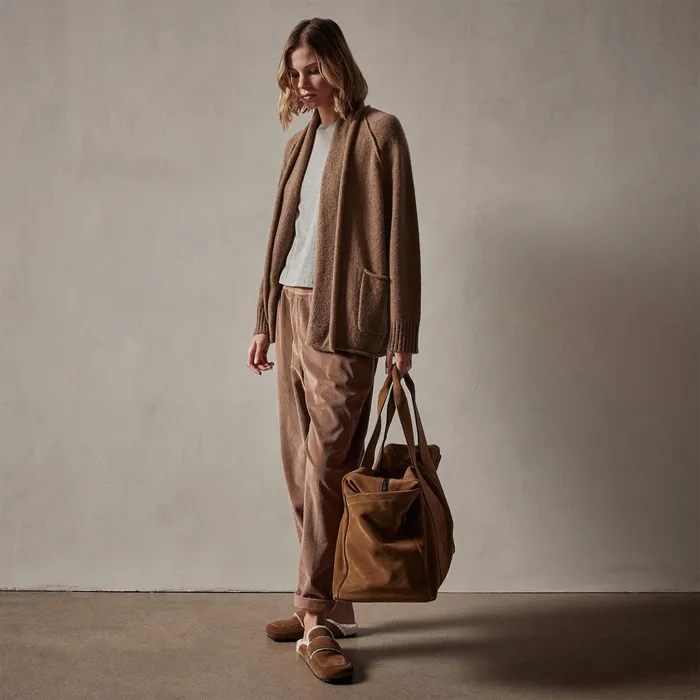 WOMEN James Perse SWEATERS Cashmere Shawl Collar Relaxed Cardigan Chestnut
