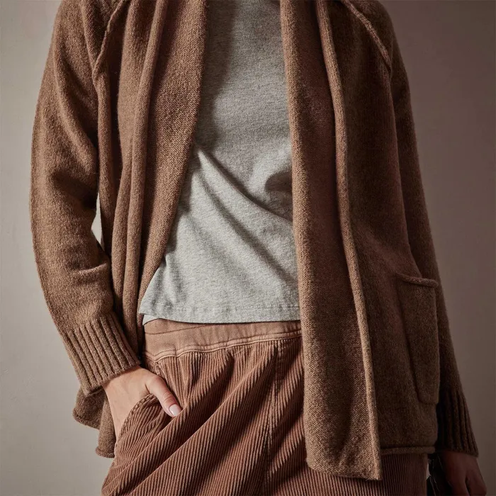 WOMEN James Perse SWEATERS Cashmere Shawl Collar Relaxed Cardigan Chestnut