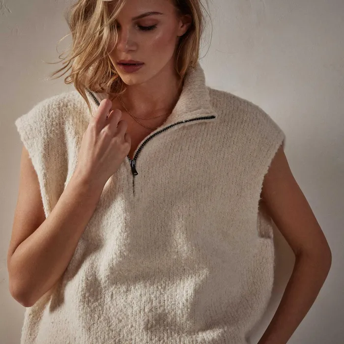 WOMEN James Perse SWEATERS Everest Sweater Vest Bone