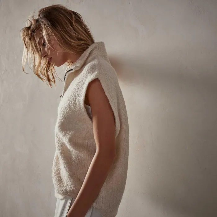 WOMEN James Perse SWEATERS Everest Sweater Vest Bone