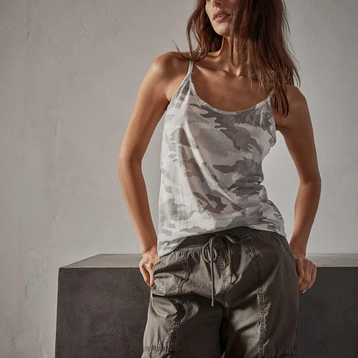 WOMEN James Perse TANKS Camo Clear Jersey Camisole Dust Camo