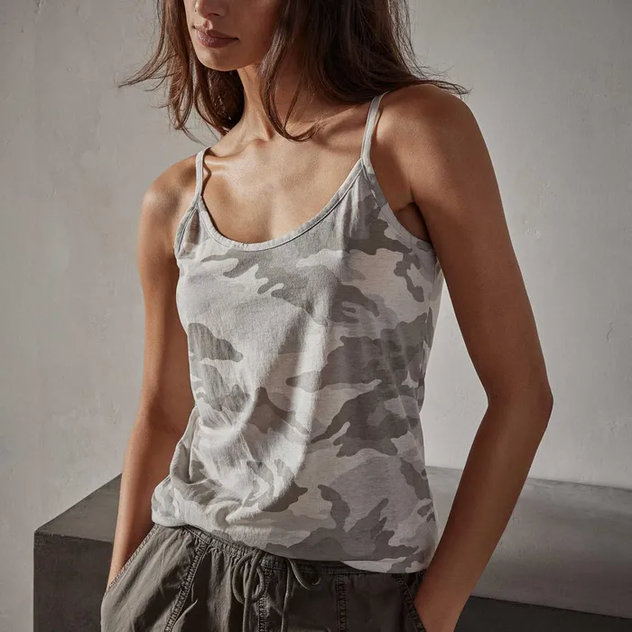 WOMEN James Perse TANKS Camo Clear Jersey Camisole Dust Camo