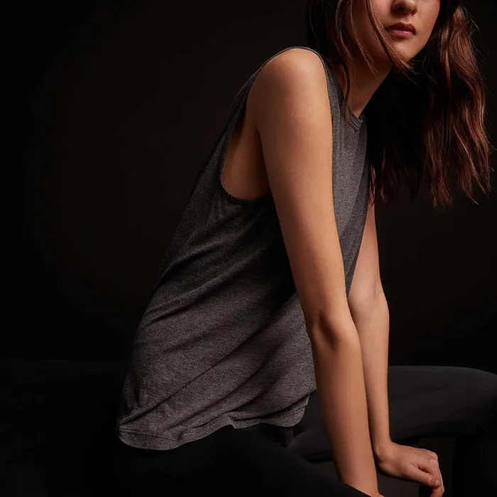 WOMEN James Perse TANKS YOSEMITE Melange Jersey Muscle Tank Black