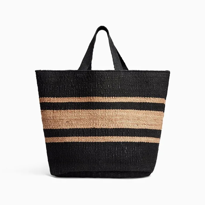 WOMEN James Perse Tote Bags Playa Striped Large Hemp Tote Blacknatural