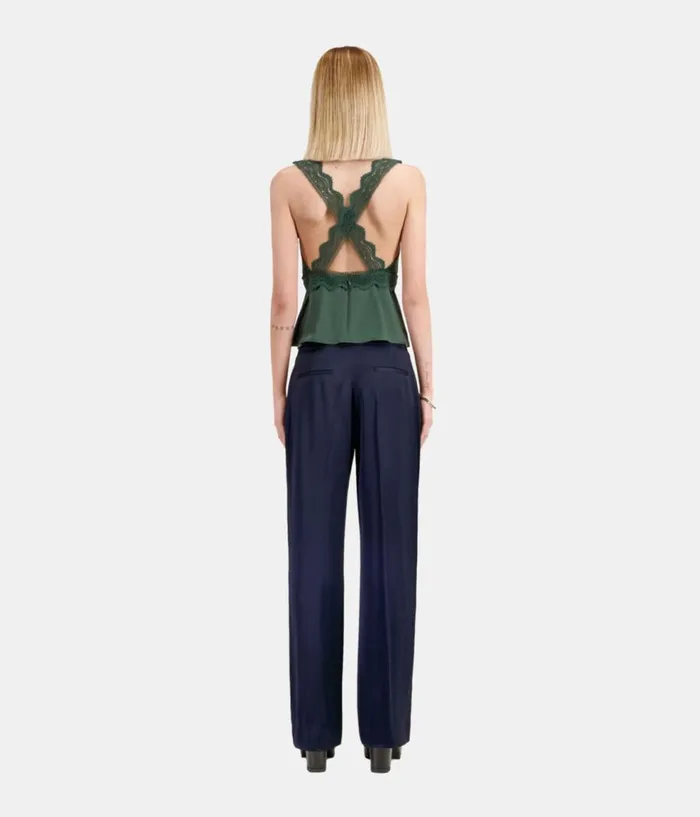 Women Jeans and Pants THE KOOPLES Navy Blue Trousers With Chains Women Jeans and Pants THE KOOPLES Navy Blue Trousers With Chains