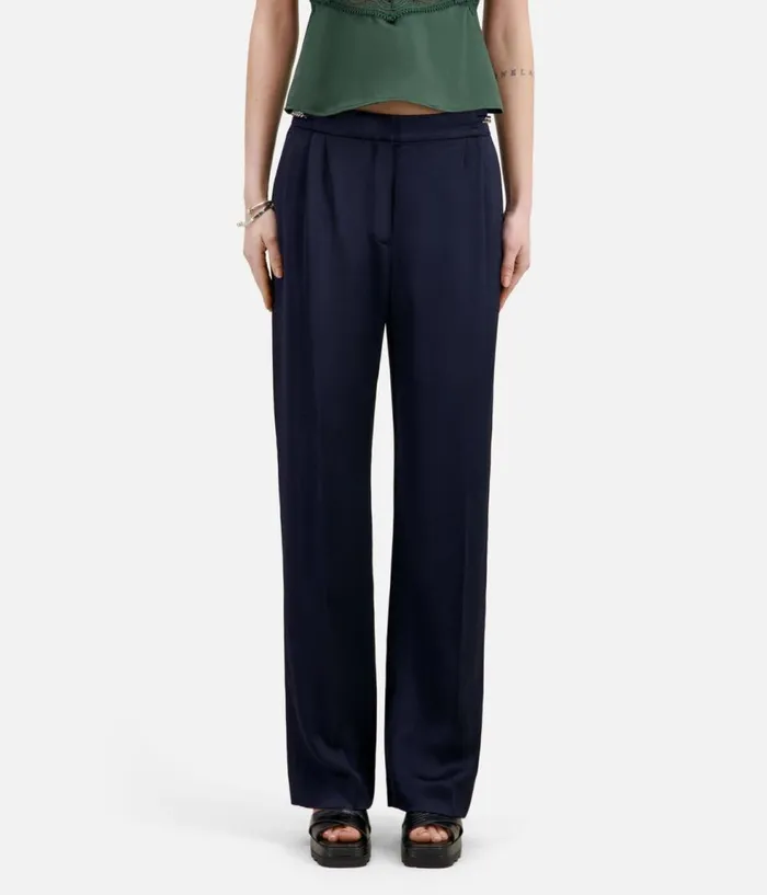 Women Jeans and Pants THE KOOPLES Navy Blue Trousers With Chains Women Jeans and Pants THE KOOPLES Navy Blue Trousers With Chains