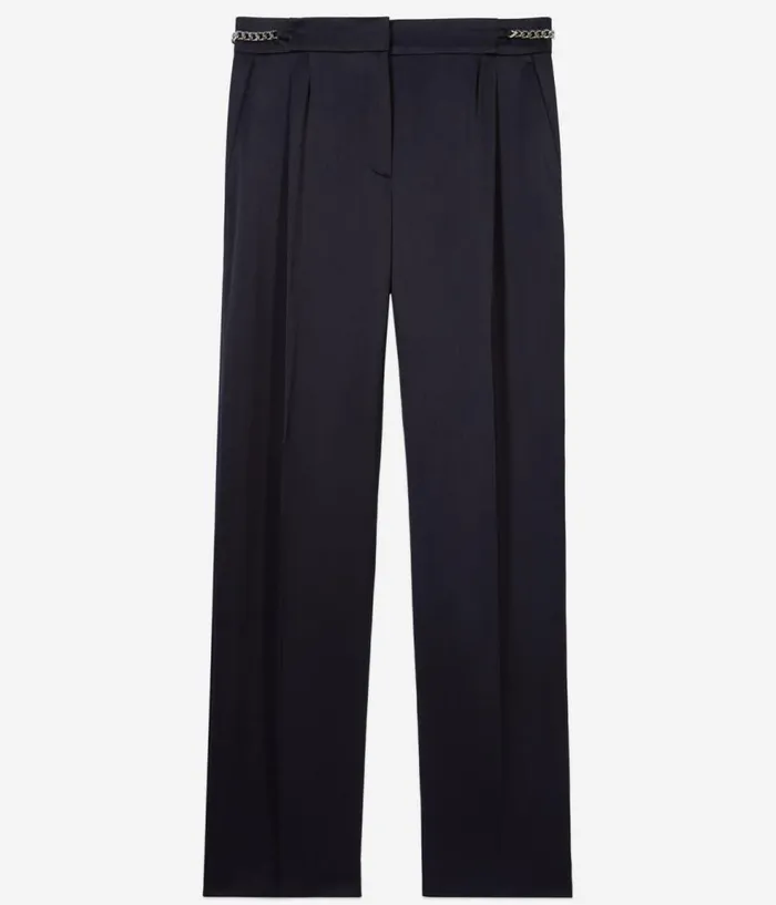 Women Jeans and Pants THE KOOPLES Navy Blue Trousers With Chains Women Jeans and Pants THE KOOPLES Navy Blue Trousers With Chains