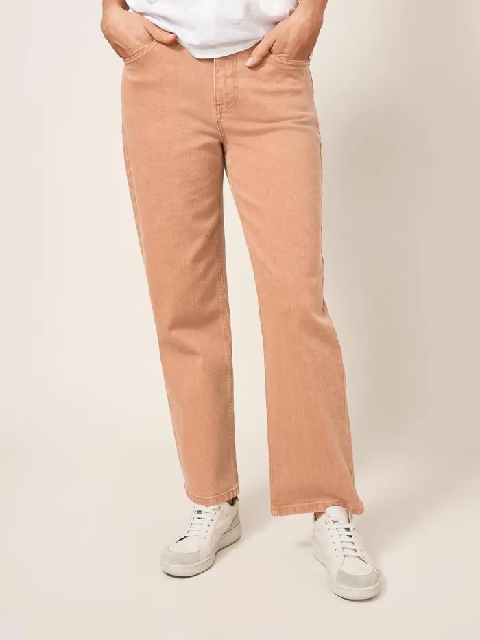 Women JEANS White Stuff Leighton ClayDye Straight Jean Mid Coral Women JEANS White Stuff Leighton ClayDye Straight Jean Mid Coral