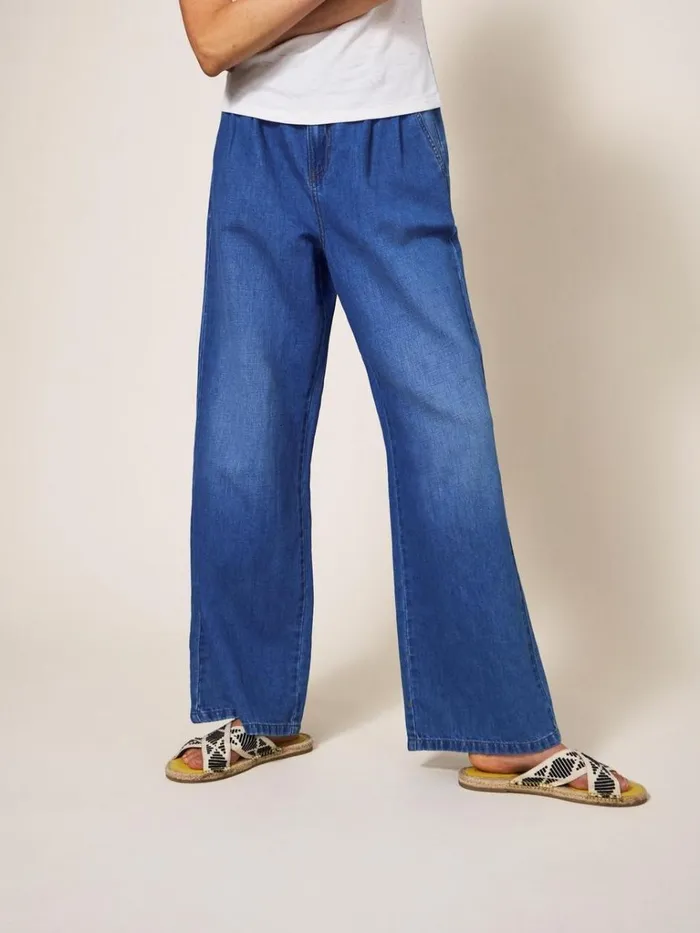 Women JEANS White Stuff Ren Cotton Linen Wide Leg Jean Mid Denim Women JEANS White Stuff Ren Cotton Linen Wide Leg Jean Mid Denim