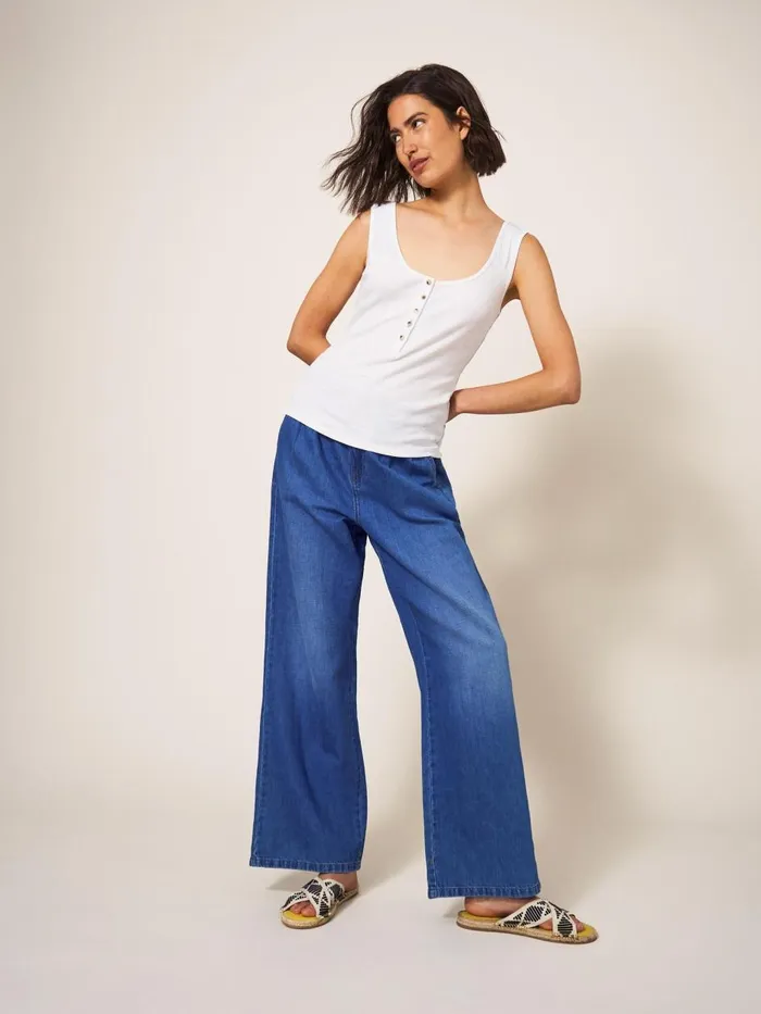 Women JEANS White Stuff Ren Cotton Linen Wide Leg Jean Mid Denim Women JEANS White Stuff Ren Cotton Linen Wide Leg Jean Mid Denim