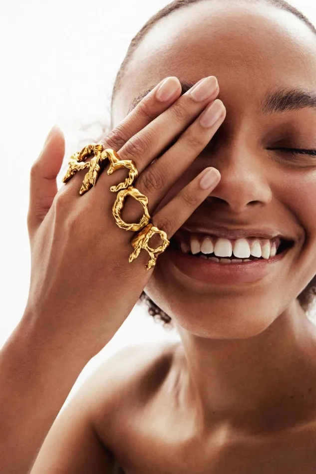 Women Jewellery Desigual Zalio Gold Plated Letter M Ring