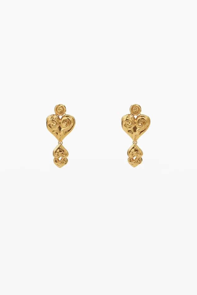 Women Jewellery Desigual Zalio Goldplated Triple Heart Earrings