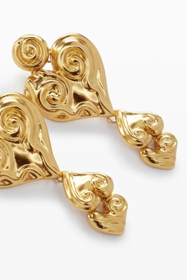 Women Jewellery Desigual Zalio Goldplated Triple Heart Earrings
