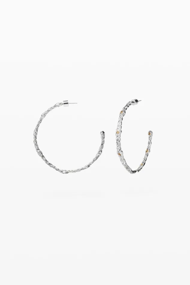 Women Jewellery Desigual Zalio Silverplated Braided Hoop Earrings