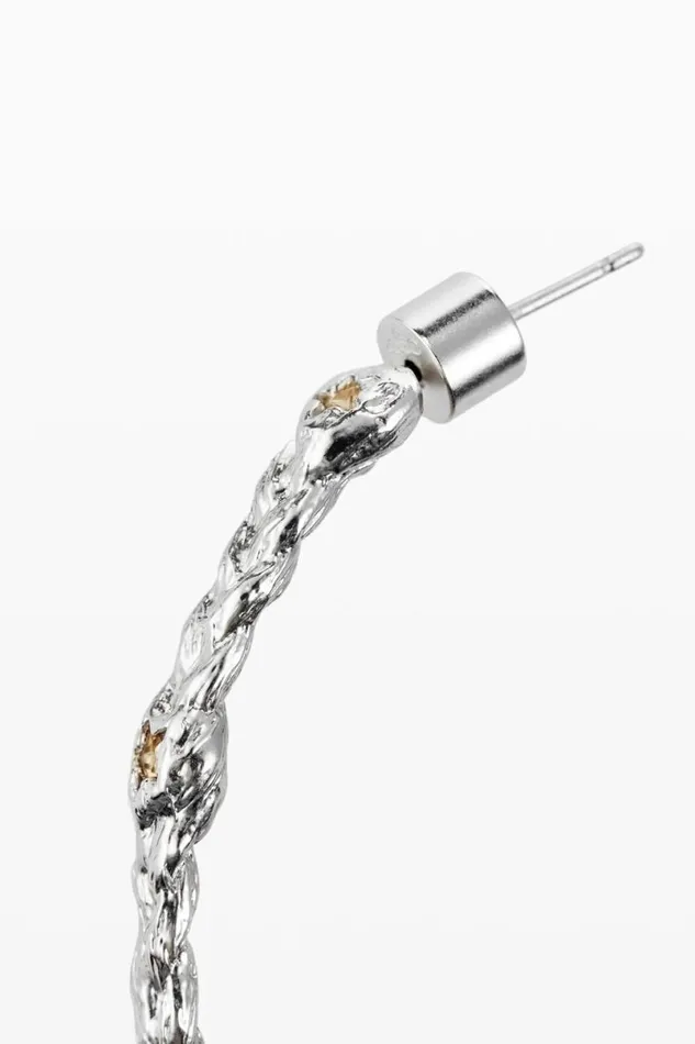 Women Jewellery Desigual Zalio Silverplated Braided Hoop Earrings