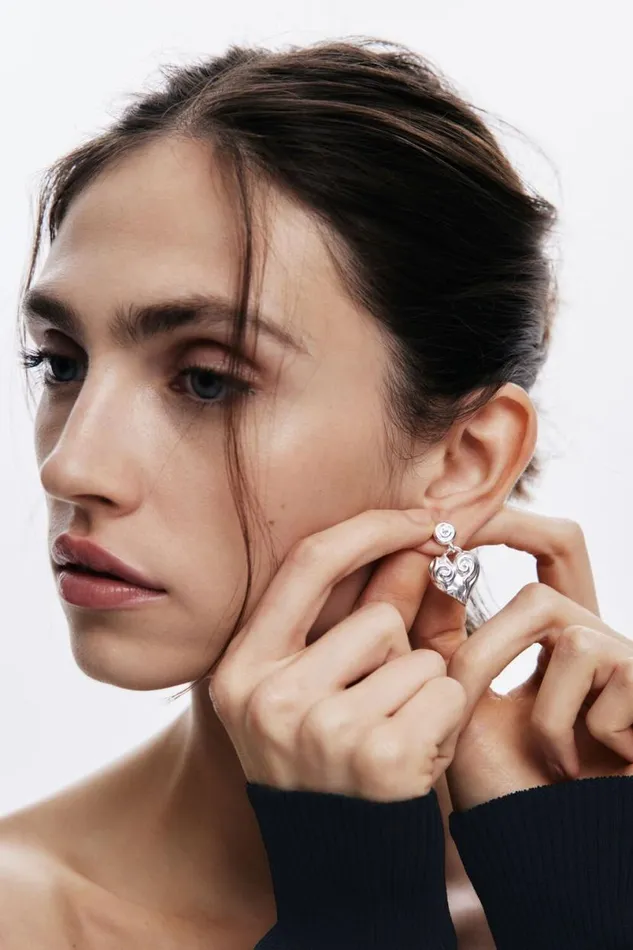 Women Jewellery Desigual Zalio Silverplated Heart Earrings