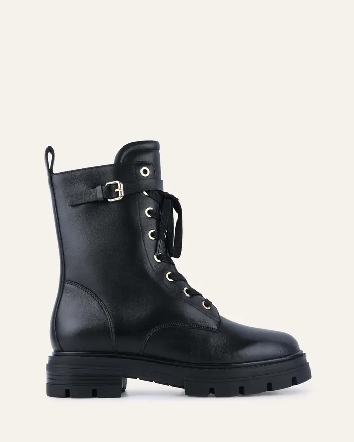 Women jomercer Barnett flat ankle boots black leather ANKLE BOOTS