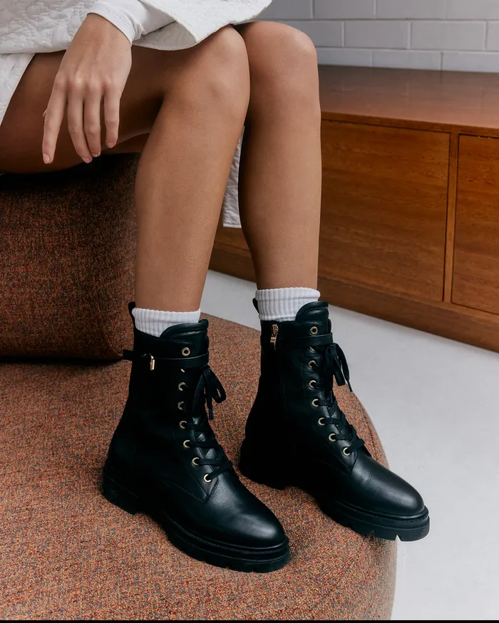 Women jomercer Barnett flat ankle boots black leather ANKLE BOOTS Women jomercer Barnett flat ankle boots black leather ANKLE BOOTS