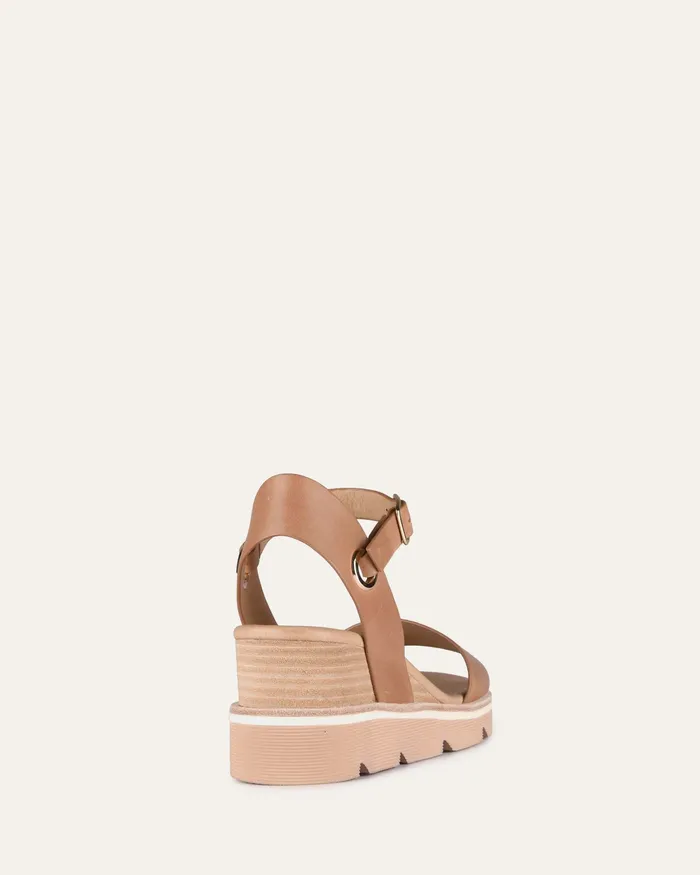Women jomercer Katie mid heel wedge sandals tan leather MID SANDALS Women jomercer Katie mid heel wedge sandals tan leather MID SANDALS