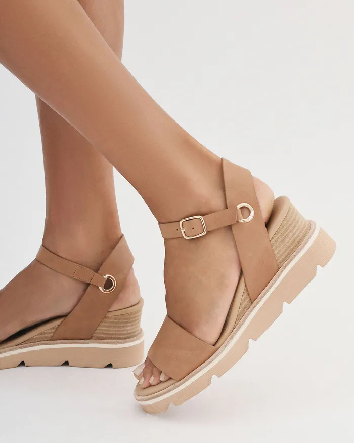 Women jomercer Katie mid heel wedge sandals tan leather MID SANDALS Women jomercer Katie mid heel wedge sandals tan leather MID SANDALS
