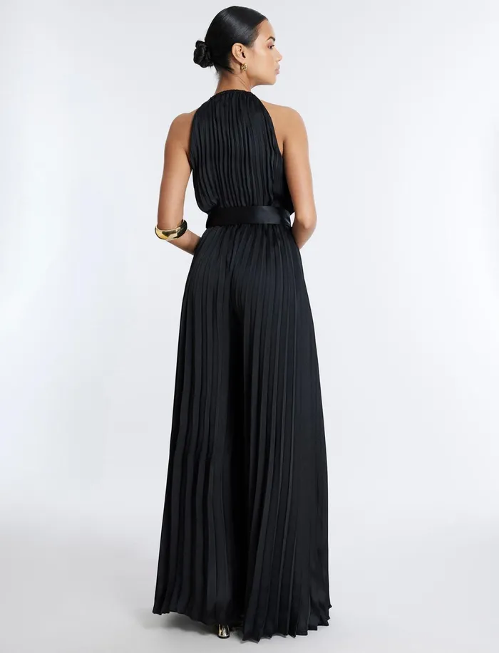 Women Jumpsuits and Rompers BCBG Libby Wide Leg Belted Jumpsuit Black