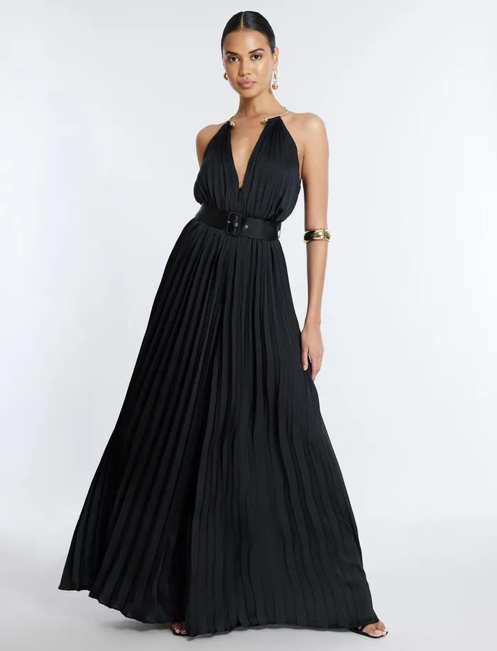 Women Jumpsuits and Rompers BCBG Libby Wide Leg Belted Jumpsuit Black