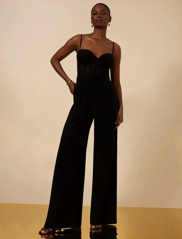 Women Jumpsuits and Rompers BCBG Roosevelt Bustier Jumpsuit Black