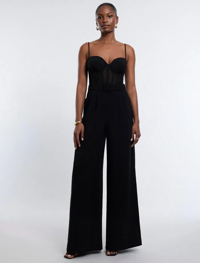 Women Jumpsuits and Rompers BCBG Roosevelt Bustier Jumpsuit Black